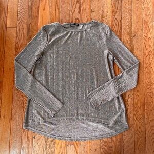 Zara golden brown bronze sparkle shimmer metallic long sleeve shirt